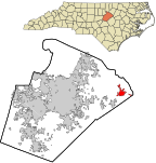 Wake County North Carolina incorporated and unincorporated areas Zebulon highlighted